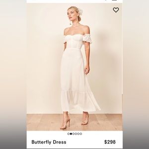 Reformation Butterfly Dress White New With Tags
